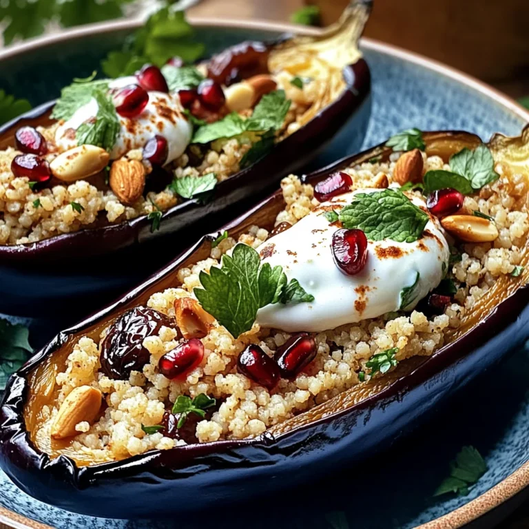 Auberginen mit Dattel-Mandel-Couscous und Minze