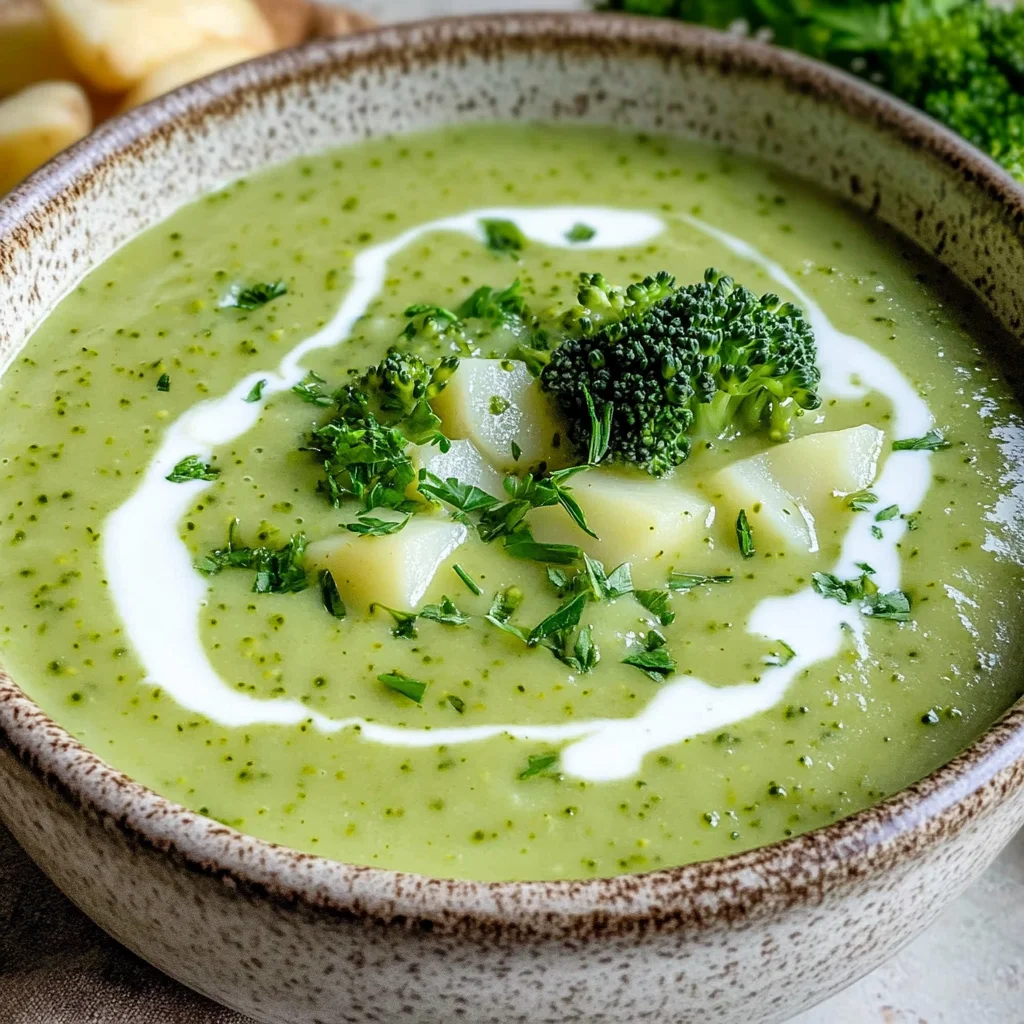 Brokkoli-Suppe mit Kartoffeln und Sahne