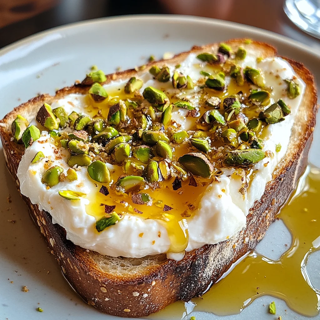 Burrata-Toast mit Pistazien und heißem Honig