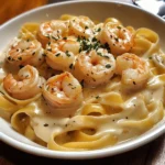 Fettuccine Alfredo mit Garnelen