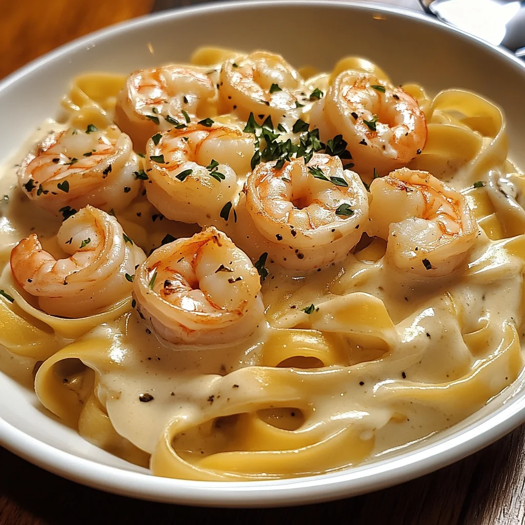 Fettuccine Alfredo mit Garnelen