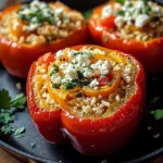 Gefüllte Ofenpaprika mit Reis und Feta
