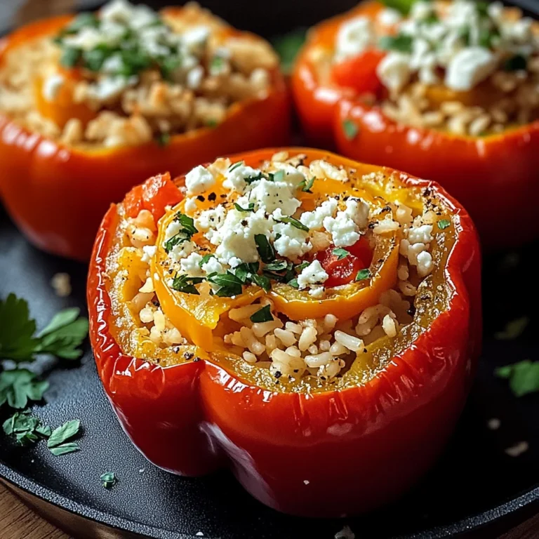 Gefüllte Ofenpaprika mit Reis und Feta