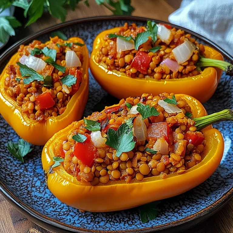 Gefüllte Spitzpaprika mit roten Linsen