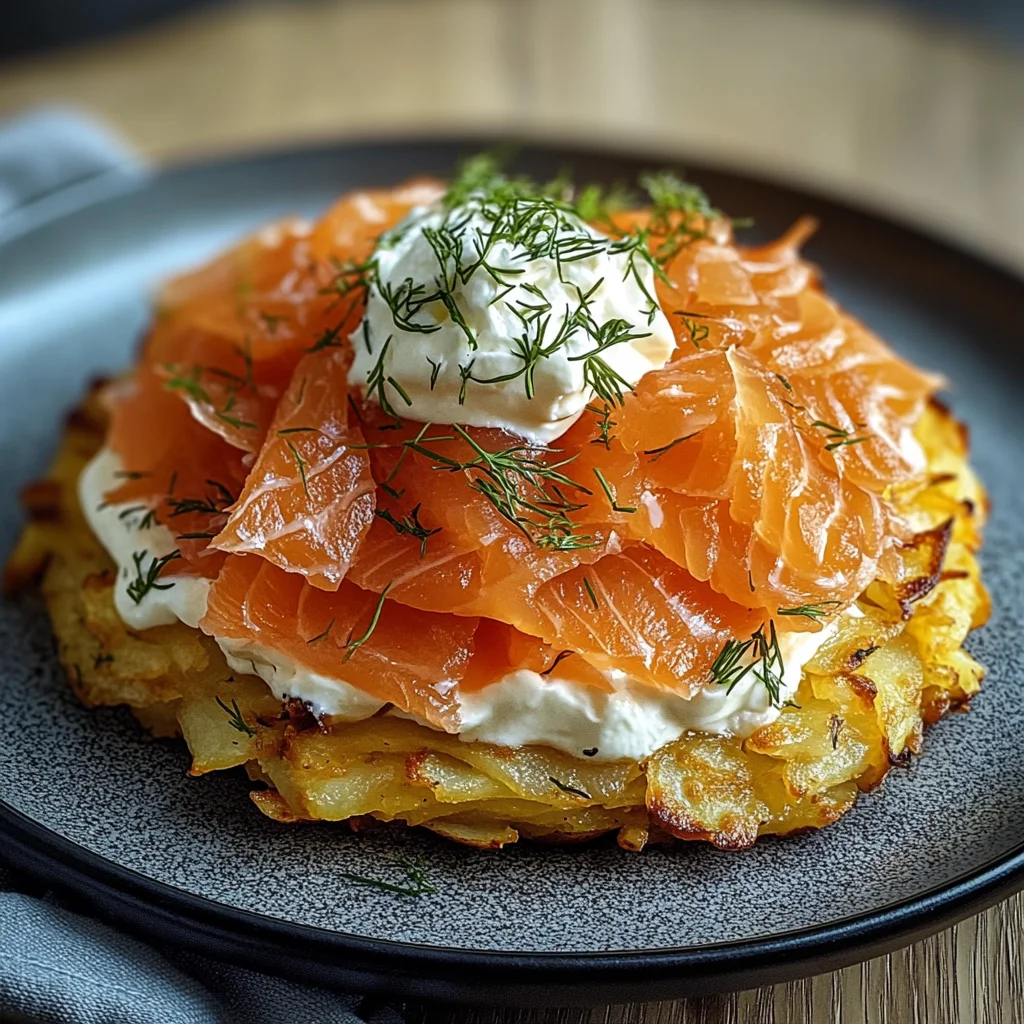 Großer Rösti mit Frischkäse und Lachs