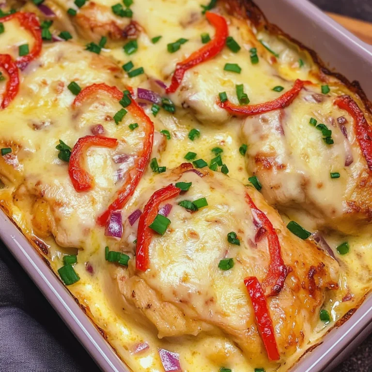 Hähnchen-Auflauf mit Paprika und Schmand-Soße