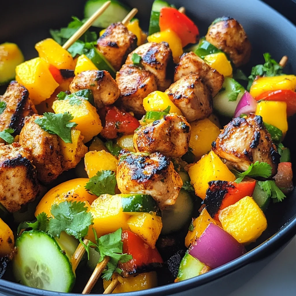 Karibische Hähnchenspieße mit Mango-Salsa