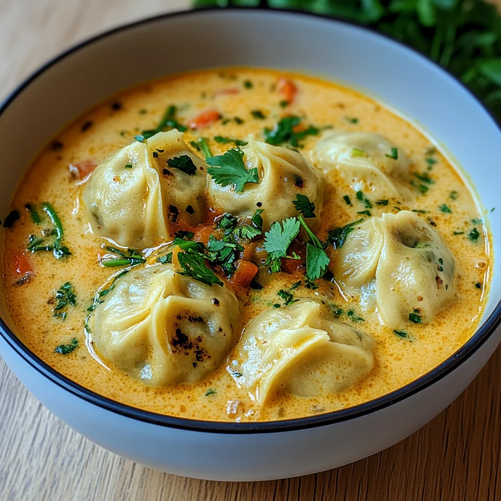 Kokosnuss-Curry-Suppe mit Knödeln