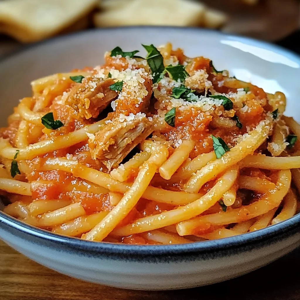 Nudeln mit Thunfisch-Tomatensauce