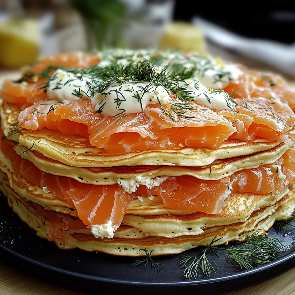Pfannkuchen-Torte mit Lachs