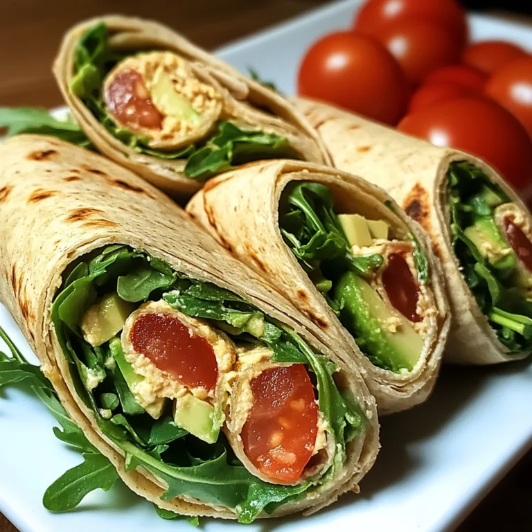 Vegetarische Wrap-Röllchen mit Rucola und Tomaten