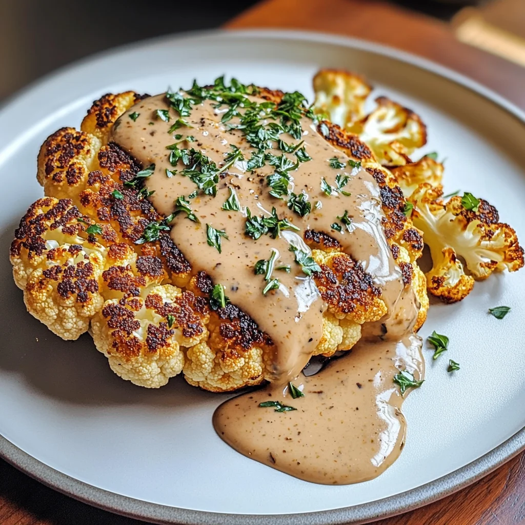 Blumenkohlsteak mit Pfefferrahmsauce