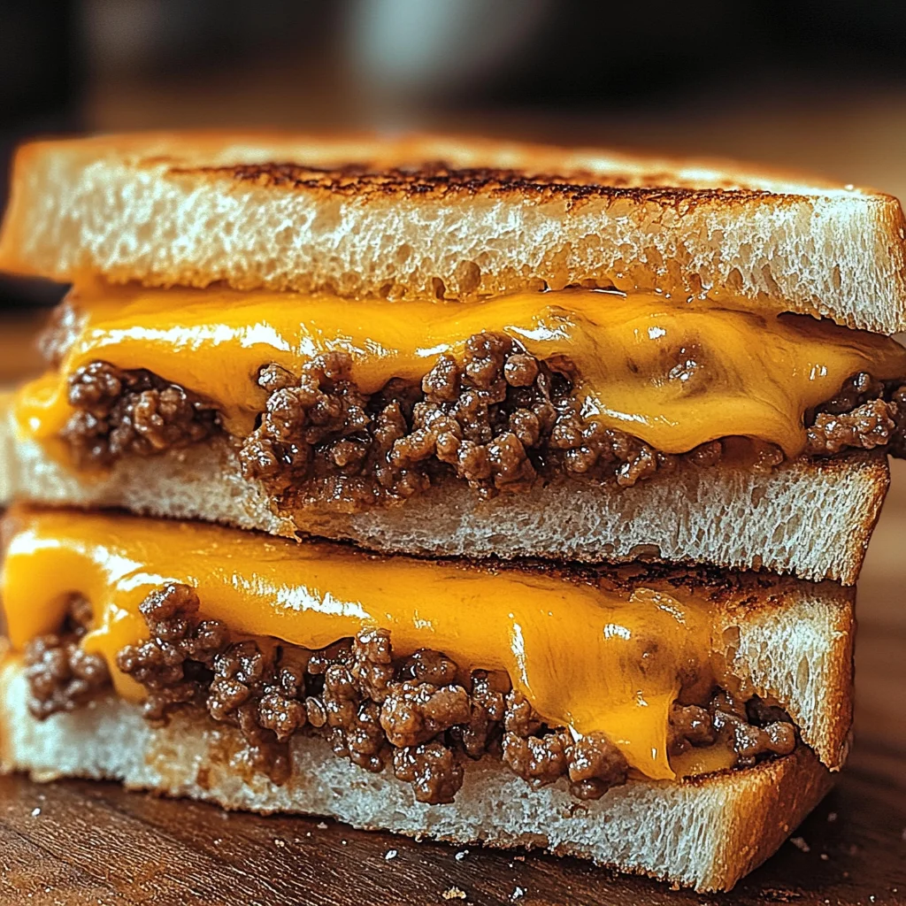 Gegrilltes Käsesandwich mit Rinderhackfleisch