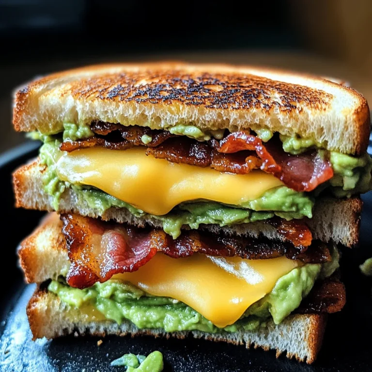Gegrilltes Sandwich mit Avocado, Speck und Käse