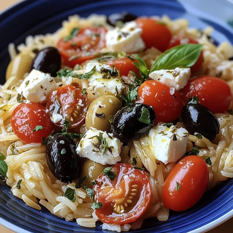 Griechische Reisnudeln mit Tomaten, Feta und Oliven