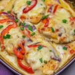 Hähnchen-Auflauf mit Paprika und Schmand-Soße