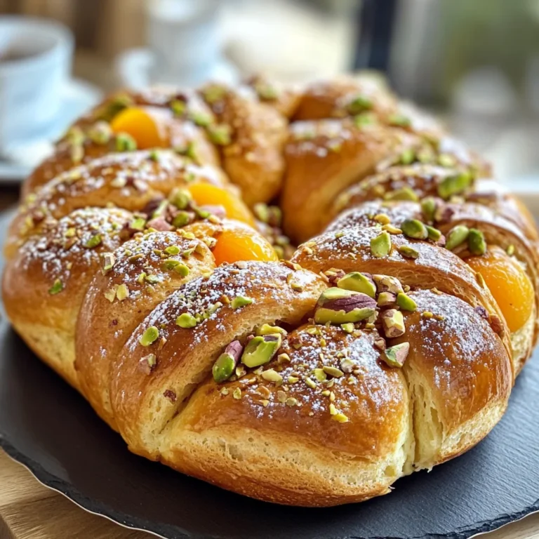 Hefezopf mit getrockneten Aprikosen, Marzipan und Pistazien