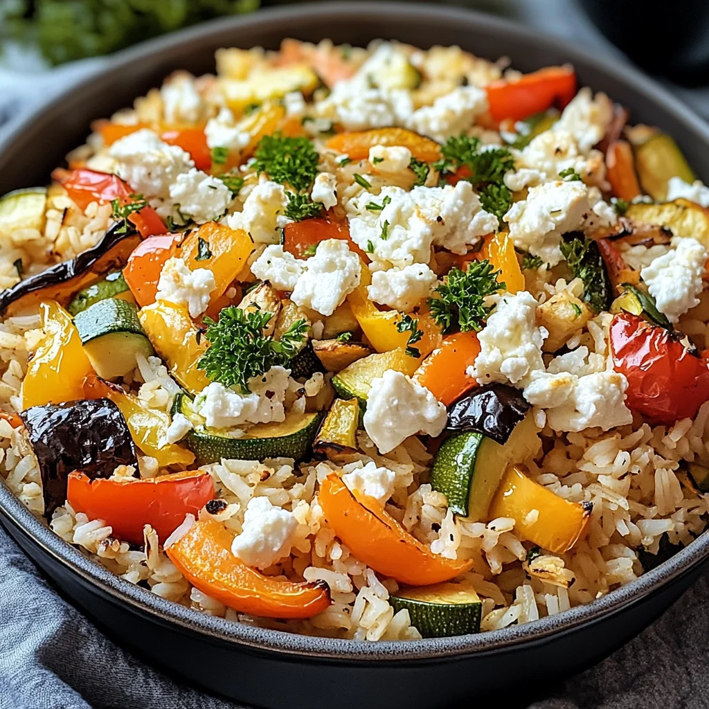 Reis aus dem Ofen mit Feta und Gemüse