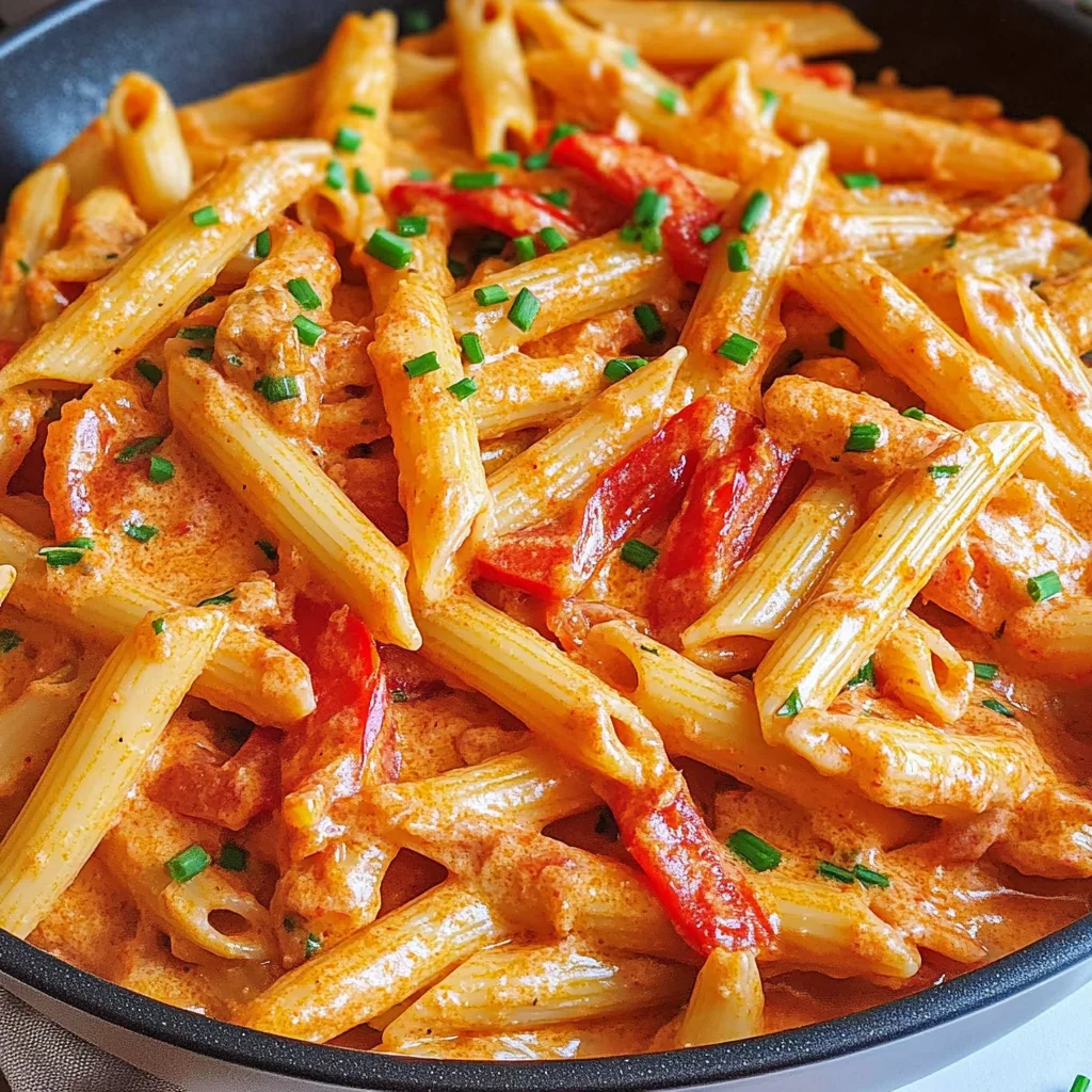 Schnelle Pasta mit Paprika-Sahne-Soße