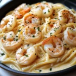 Spaghetti Alfredo mit Garnelen