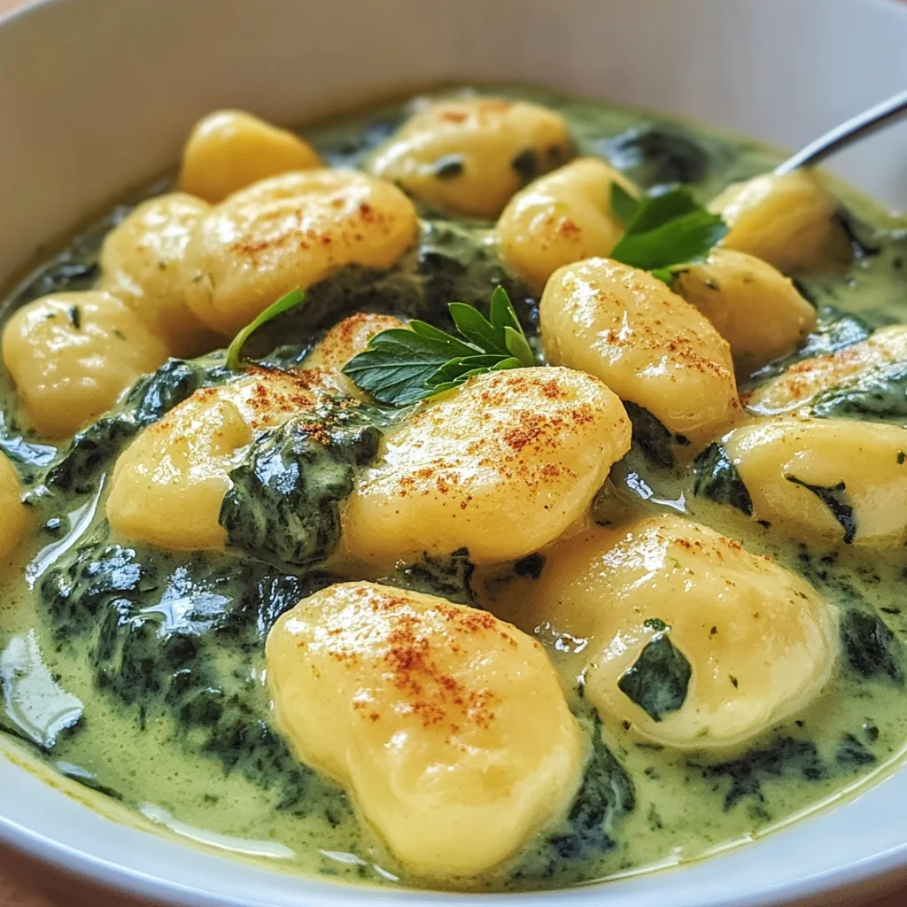 Vegane Gnocchi mit cremiger Spinatsauce
